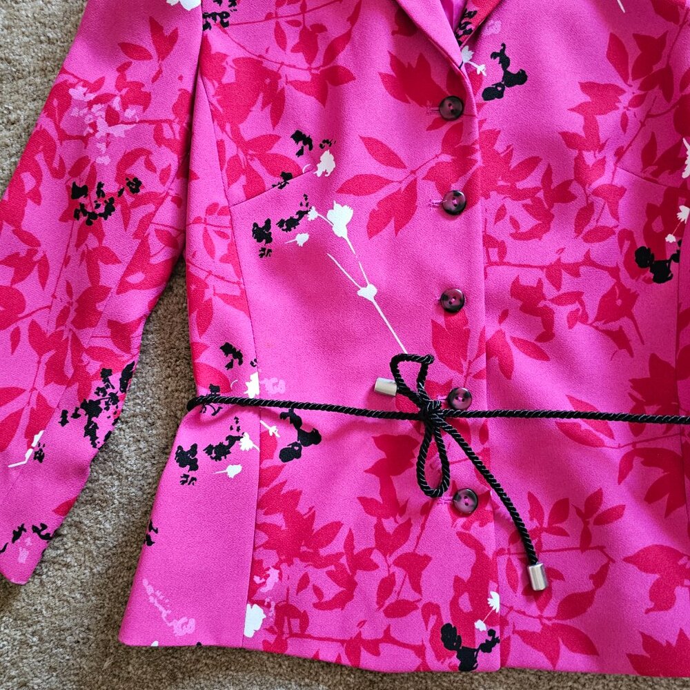 y2k Barbiecore McBling Office Siren Coquette Girly Pink Cherry Blossom Blouse - Picture 5 of 7